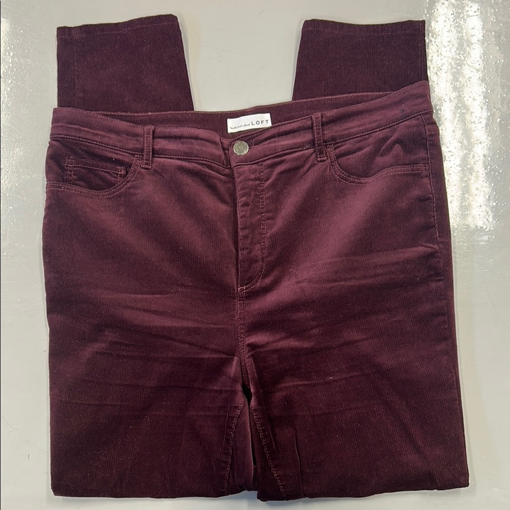 LOFT Purple Skinny Corduroy Pants